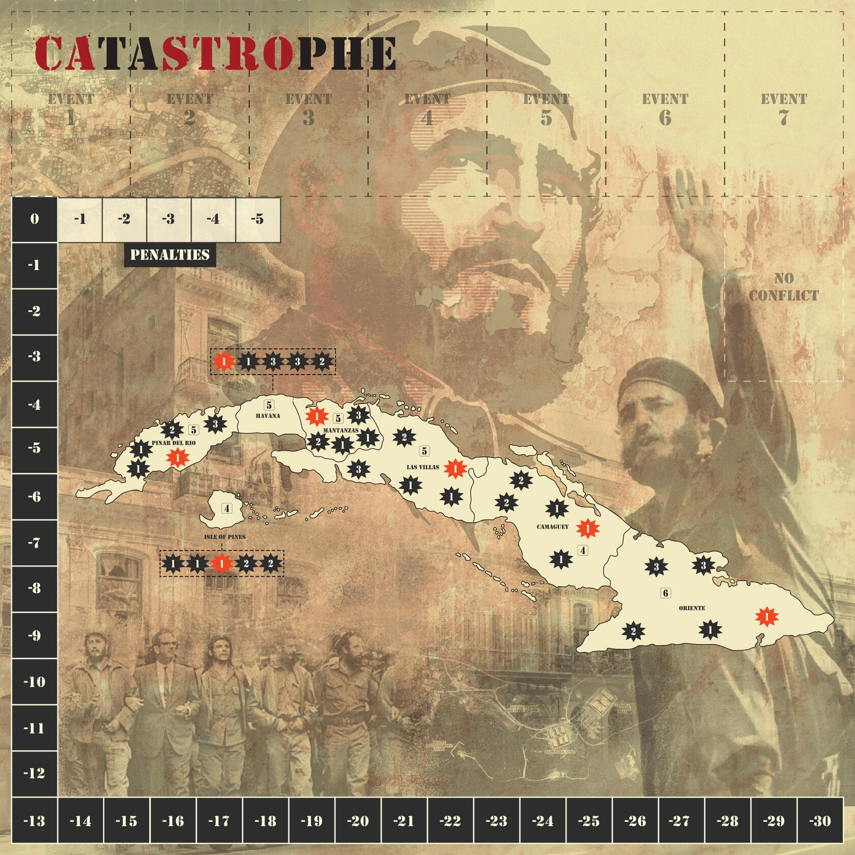 The game board for CATASTROPHE: Operation Mongoose