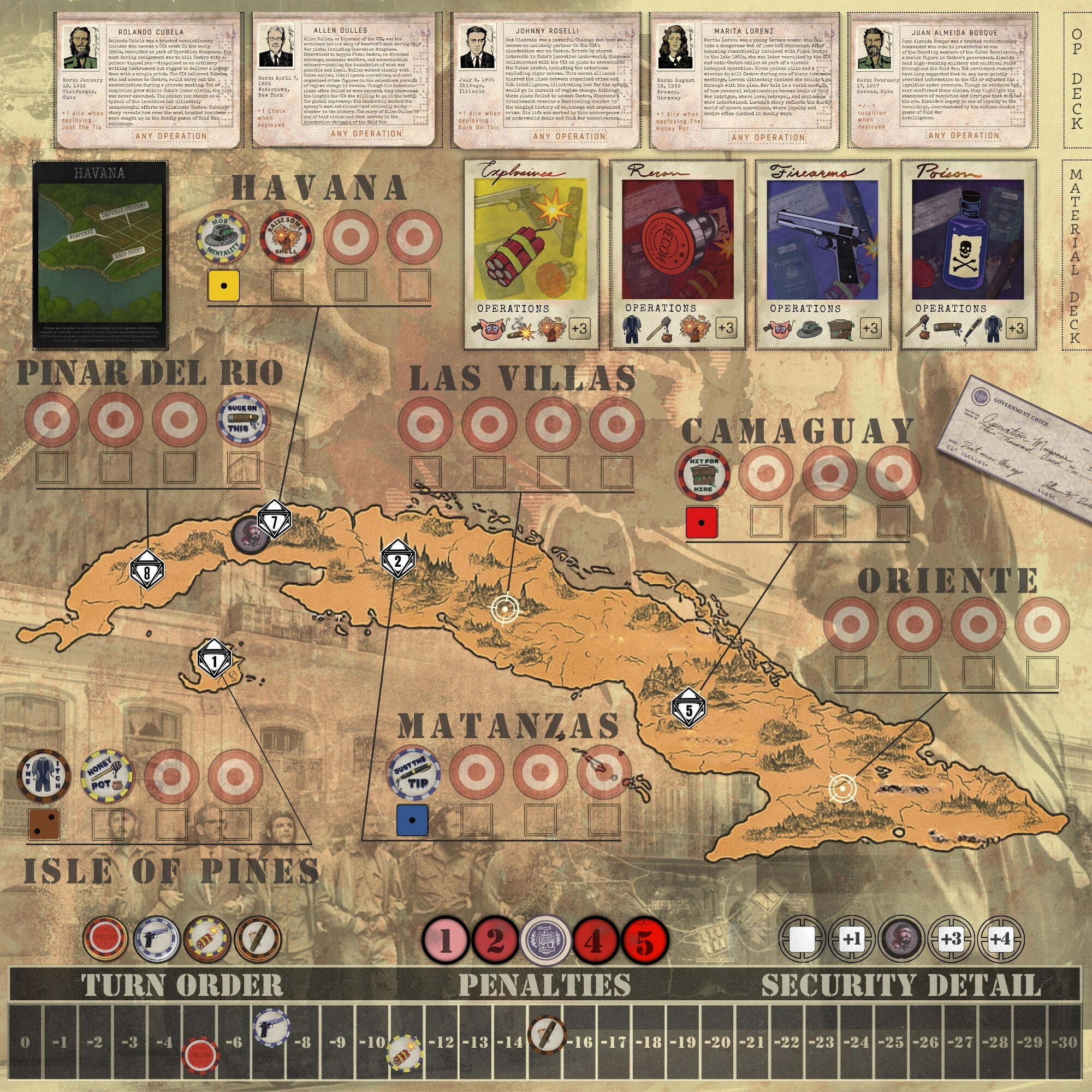 The game board for CATASTROPHE: Operation Mongoose